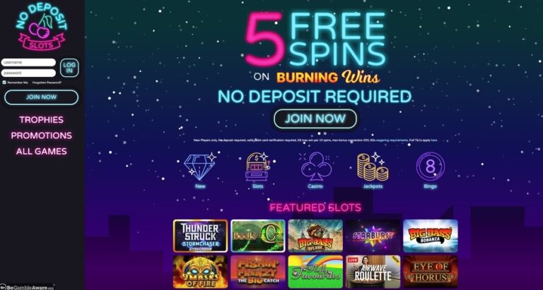 no deposit slots screenshot